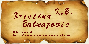 Kristina Balmazović vizit kartica
